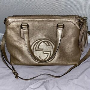 Gucci Metallic Gold Soho Satchel Bag